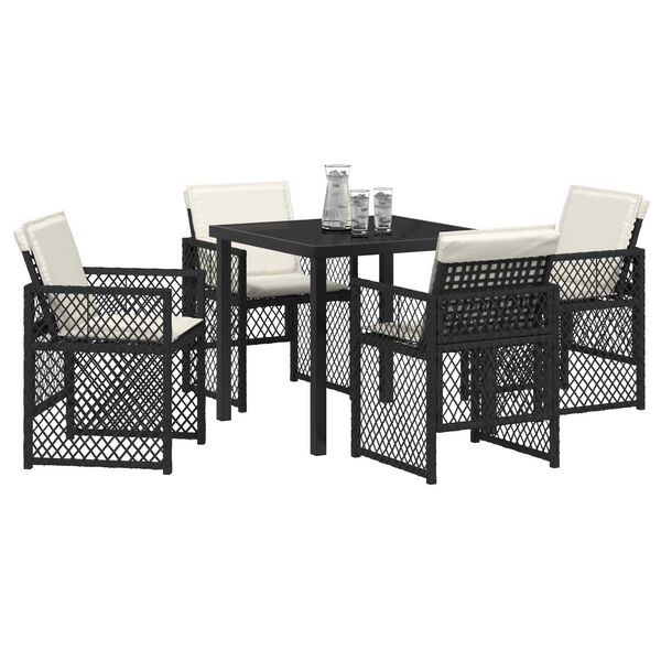 vidaXL Garten Essgruppe 5 pcs Schwarz Poly-Rattan