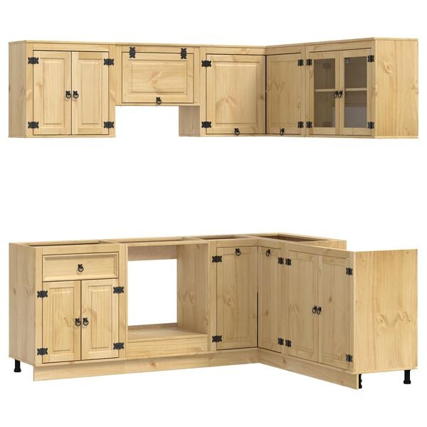 vidaXL Schrank mit Regal mit Speicher 8 pcs Honig Massives Kiefernholz
