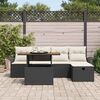 vidaXL Garten-Sofa-Set mit Kissen 6 pcs Schwarz Poly Rattan