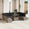 vidaXL Garten-Sofa-Set mit Speicher 10 pcs Grau Poly Rattan