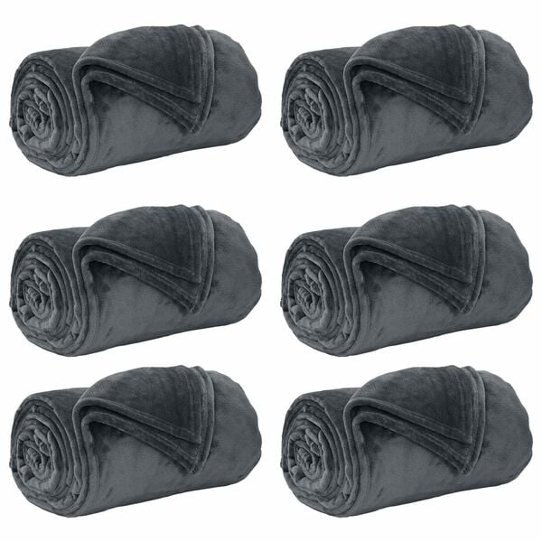 vidaXL Wohndecken 6 pcs Dunkelgrau 220 x 240 cm Fleece