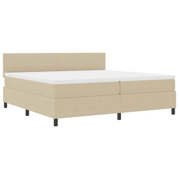 vidaXL LED Boxspringbett Hellgrau und Wei&szlig; 200 x 200 cm Cordstoff