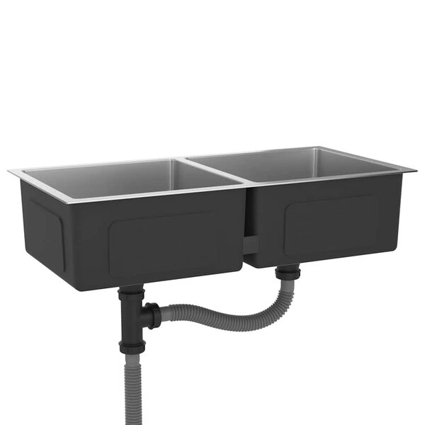 vidaXL Handgemachte Einbauspüle Edelstahl