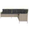vidaXL Gartensofa in L-Form mit Kissen Hellgrau Poly Rattan