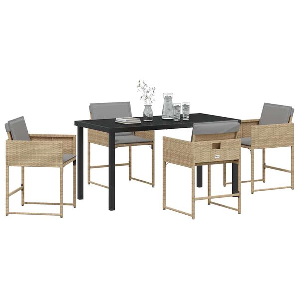 vidaXL Garten Essgruppe 5 pcs Beige Poly-Rattan