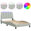 vidaXL Bettgestell mit LED ohne Matratze "Hanko" Hellgrau 100x190 cm Samt