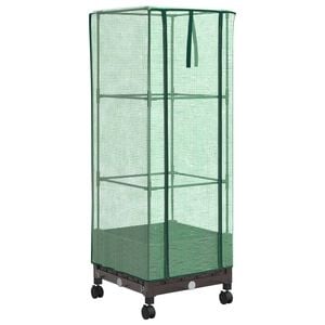 vidaXL Gartenplanter mit Gew&auml;chshausabdeckung und R&auml;dern Braun PP