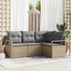 vidaXL Sofa Set 4 pcs Beige Poly-Rattan