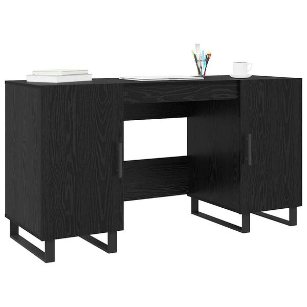 vidaXL Schreibtisch mit Regal Schwarz Eichen-Optik 140 x 50 x 75 cm