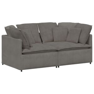 vidaXL Modulares Sofa mit Kissen Cordstoff Hellgrau