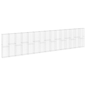vidaXL Gabionenwand mit Abdeckung Verzinkter Stahl 900x30x200 cm