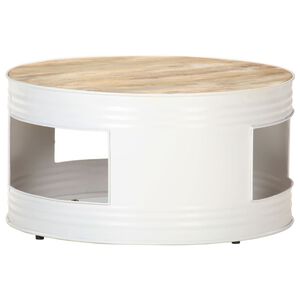 vidaXL Couchtisch Wei&szlig; 68x68x36 cm Massivholz Mango
