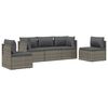 vidaXL 5-tlg. Garten-Lounge-Set mit Kissen Grau Poly Rattan