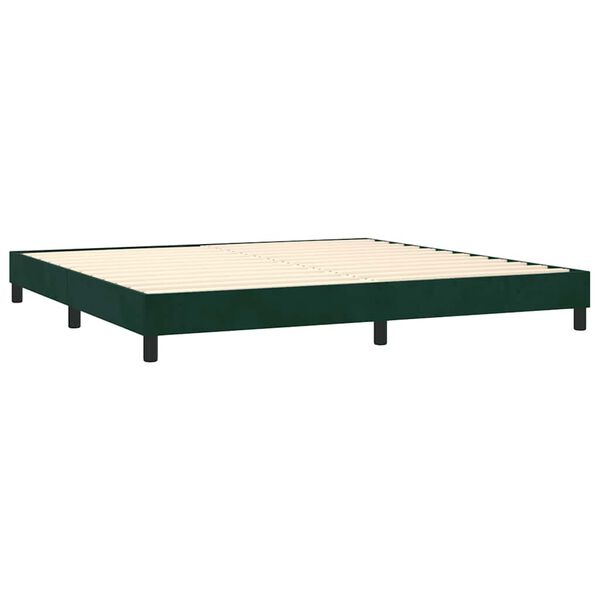 vidaXL Boxspringbett mit Matratze Dunkelgr&uuml;n 200x200 cm Samt