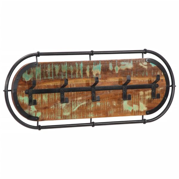 vidaXL Wandgarderobe mit 5 Haken Altholz Massiv