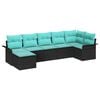 vidaXL Gartensofa-set mit Kissen 7 pcs Schwarz Poly-Rattan
