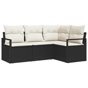 vidaXL Sofa Set 4 pcs Schwarz Poly-Rattan