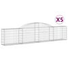 vidaXL Gabionen mit Hochbogen 5 Stk. 300x30x60/80 cm Verzinktes Eisen