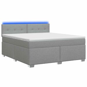 vidaXL Boxspringbett mit Matratze und LED Hellgrau 160 x 200 cm Stoff