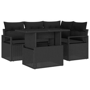 vidaXL Gartensofa-set 5 stk. 4-Sitzanzahl Schwarz Poly-Rattan