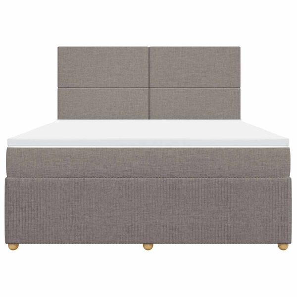 vidaXL Boxspringbett mit Matratze Taupe 180x200 cm Stoff