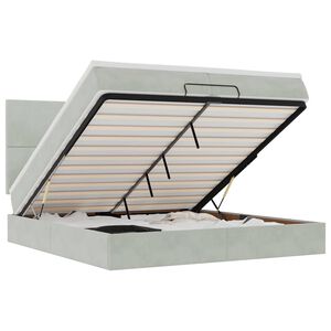 vidaXL Ottoman-Bett mit Matratzen Hellgrau 200x200 cm Samt