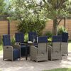 vidaXL Garten Essgruppe mit Kissen 7 pcs Grau Poly-Rattan