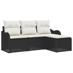 vidaXL Gartensofa-set mit Kissen 4 pcs Schwarz Poly-Rattan