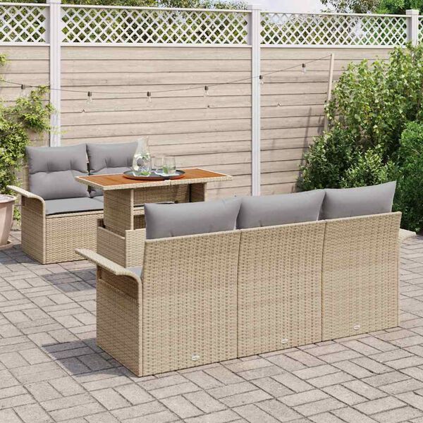 vidaXL Gartensofa-set mit Kissen 6 pcs Beige und Hellgrau Poly-Rattan