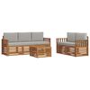 vidaXL Sofagarnituren 6 pcs Nat&uuml;rlich und Hellgrau Massivholz Akazie