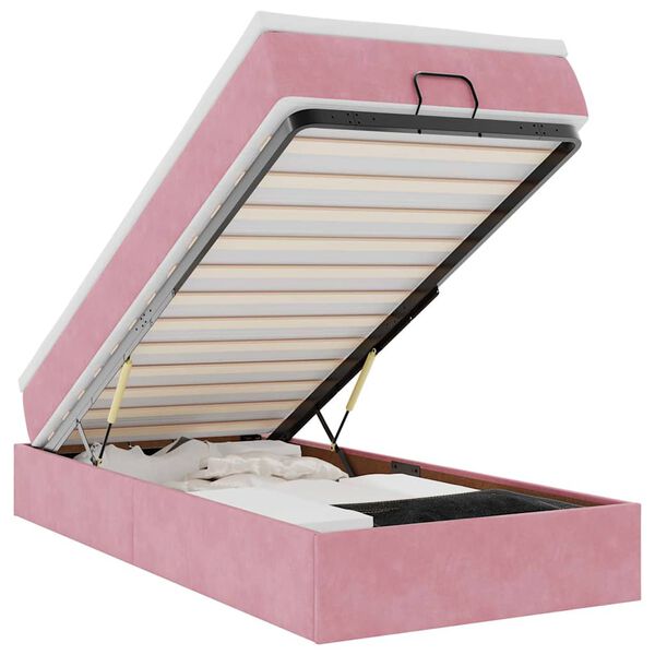 vidaXL Ottoman-Bett mit Matratze Rosa 90x190 cm Samt