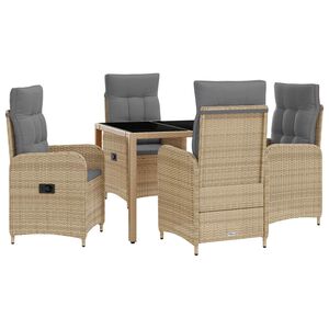 vidaXL Outdoortisch-Set 5 stk. Beige und Hellgrau Poly-Rattan