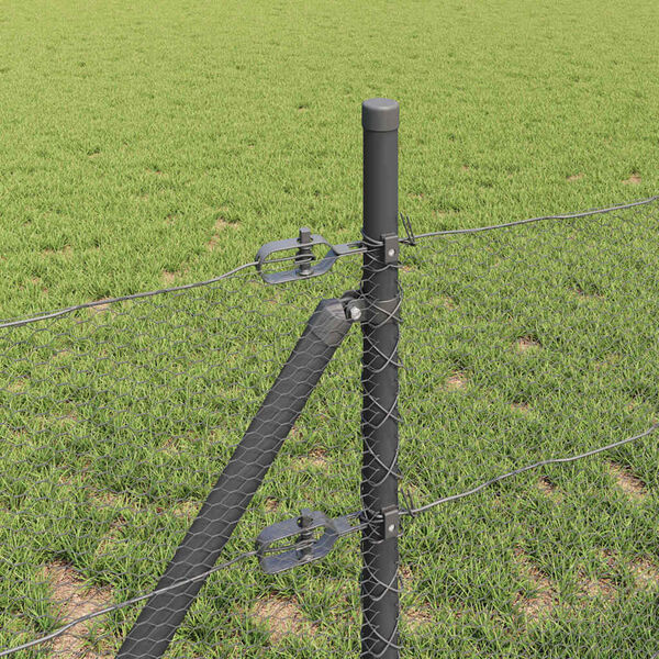 vidaXL Zaun mit Pfosten Grau 0,4 x 10 m PVC-beschichteter Stahl