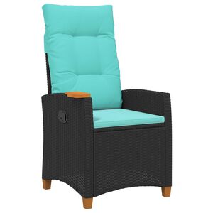 vidaXL Liegestuhl mit Teeteller Schwarz und T&uuml;rkis Poly-Rattan