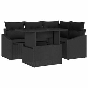 vidaXL Gartensofa-set mit Kissen 5 pcs Schwarz Poly-Rattan