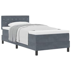 vidaXL Boxspringbett mit Matratze Dunkelgrau 90 x 200 cm Samt