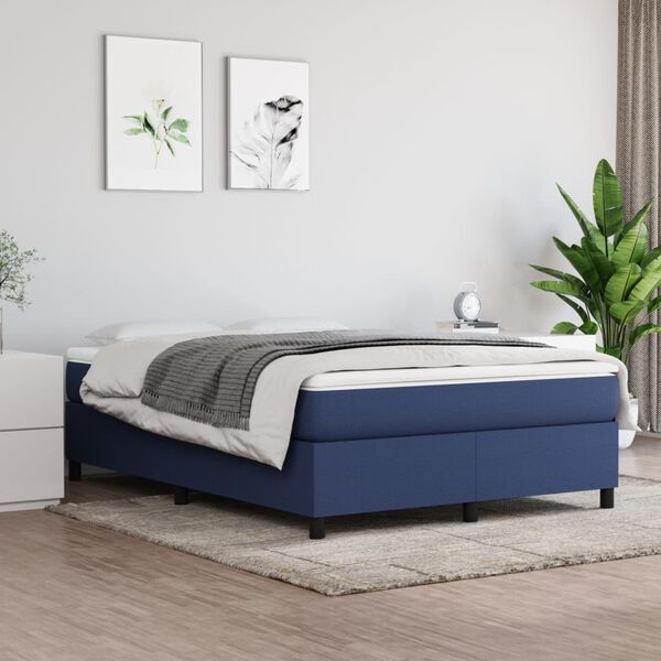 vidaXL Boxspringbett mit Matratze Blau 140x190 cm Stoff
