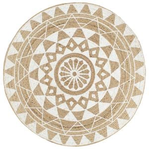 vidaXL Teppich Handgefertigt Jute mit wei&szlig;em Aufdruck 120 cm