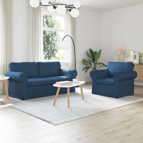 vidaXL Sofa Set 2 pcs Blau 175 x 82 x 80 cm Stoff