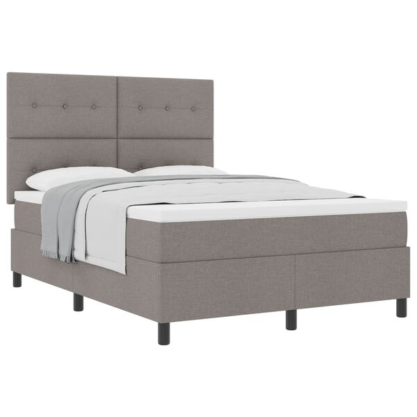 vidaXL Boxspringbett mit Matratze Taupe 140 x 190 cm Stoff