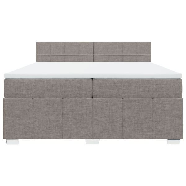 vidaXL Boxspringbett mit Matratze Taupe 200x200 cm Stoff