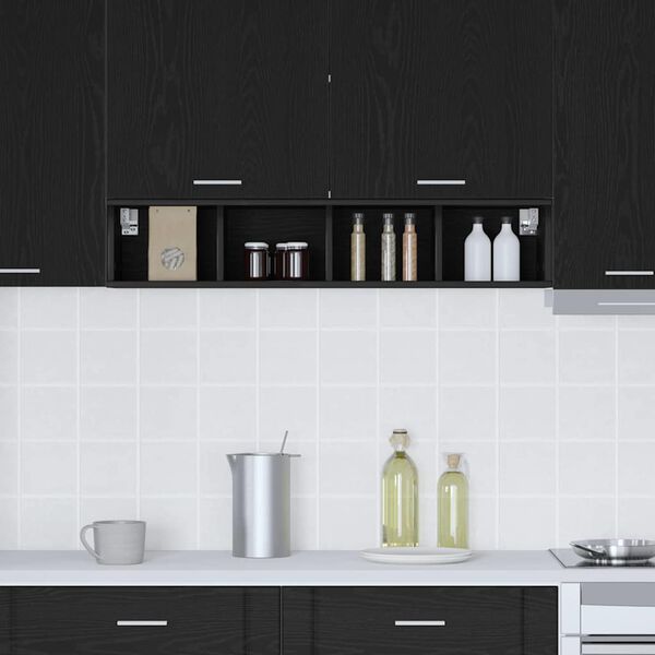 vidaXL H&auml;ngeschrank Schwarz Eichen-Optik 20 x 29,5 x 100 cm