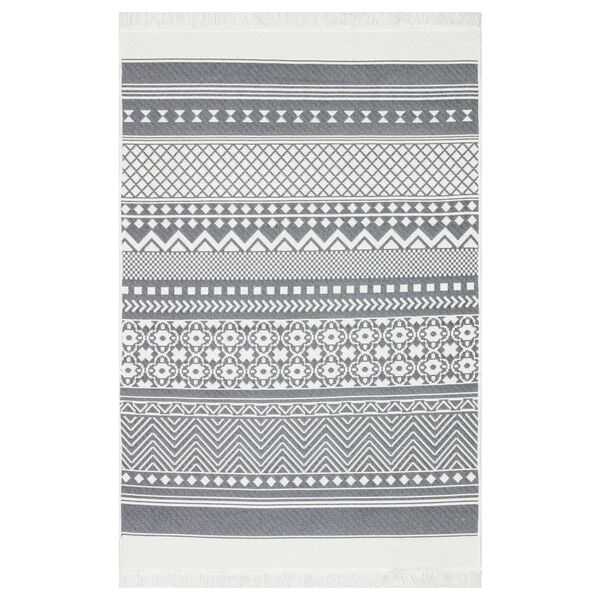 vidaXL Teppich Grau und Wei&szlig; 160x230 cm Baumwolle