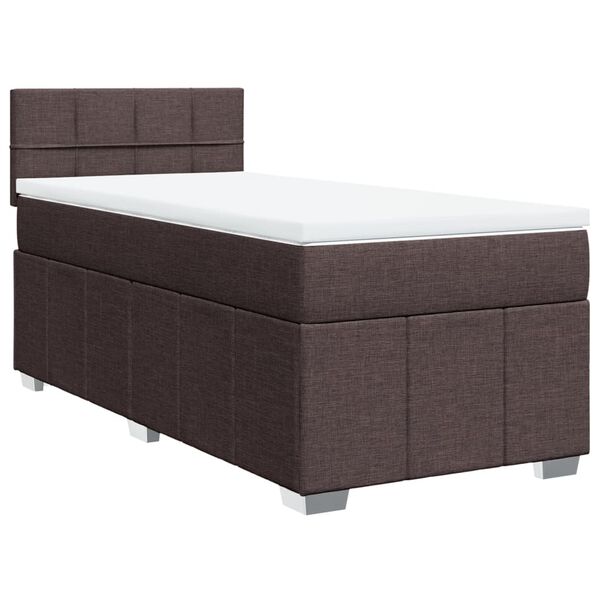 vidaXL Boxspringbett mit Matratze Dunkelbraun 90x190 cm Stoff