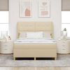 vidaXL Boxspringbett mit Matratze Dunkelgrau 90x190 cm Creme Stoff