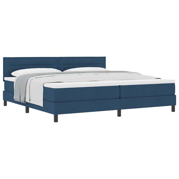 vidaXL Boxspringbett mit Kopfteil Blau 200 x 200 cm Stoff
