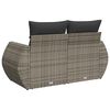 vidaXL Gartensofa 2-Sitzer mit Kissen Grau Poly Rattan
