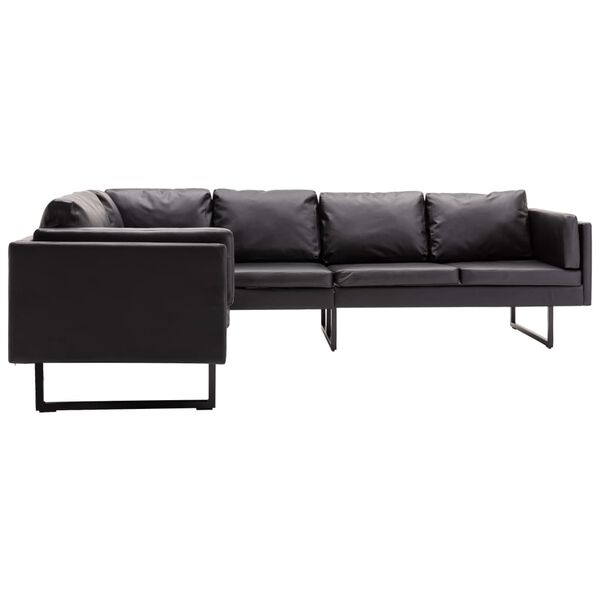 vidaXL Ecksofa Kunstleder Schwarz
