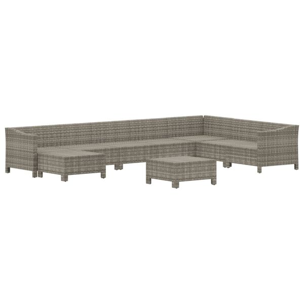 vidaXL 9-tlg. Garten-Lounge-Set mit Kissen Grau Poly Rattan