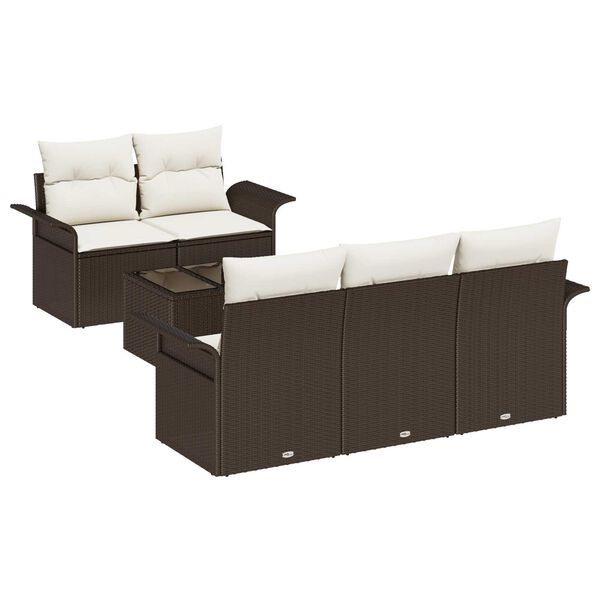 vidaXL Sofa Set mit Kissen 6 pcs Braun Poly-Rattan